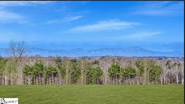 property view of mountains featuring a view of trees