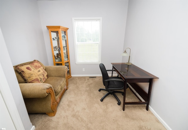 view of carpeted office space