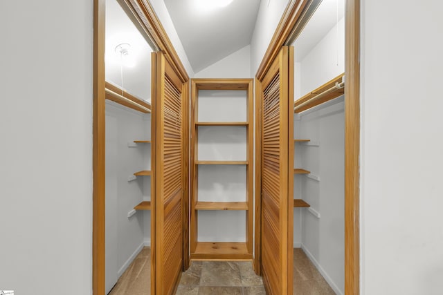 spacious closet with vaulted ceiling