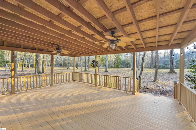 wooden terrace with ceiling fan