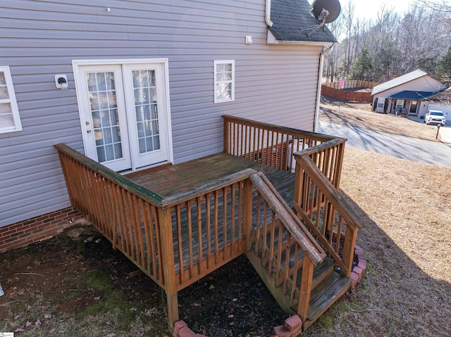 wooden terrace with french doors