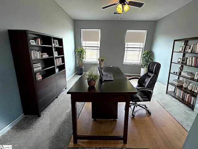 312 Engelmann Ln, Simpsonville, SC 29680 - home office with wood-type flooring and ceiling fan