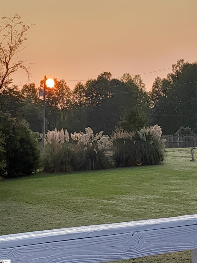 view of yard at dusk