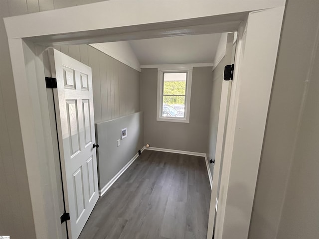 laundry room featuring washer hookup and hardwood / wood-style flooring