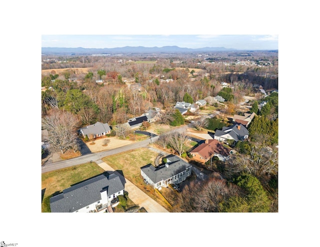 bird's eye view with a mountain view