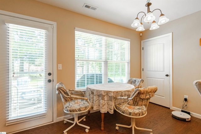 dining area with a chandelier