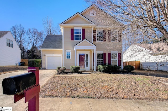 view of front of home with a garage