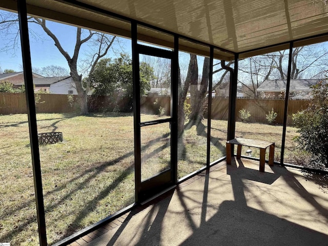 view of unfurnished sunroom