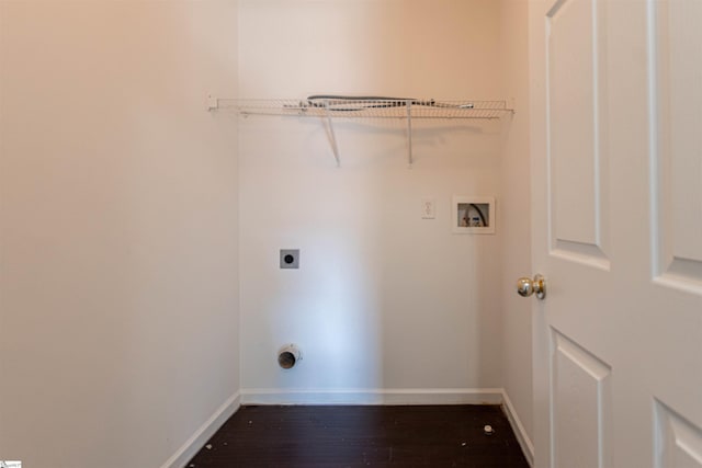 washroom with hookup for a washing machine, hardwood / wood-style floors, and hookup for an electric dryer