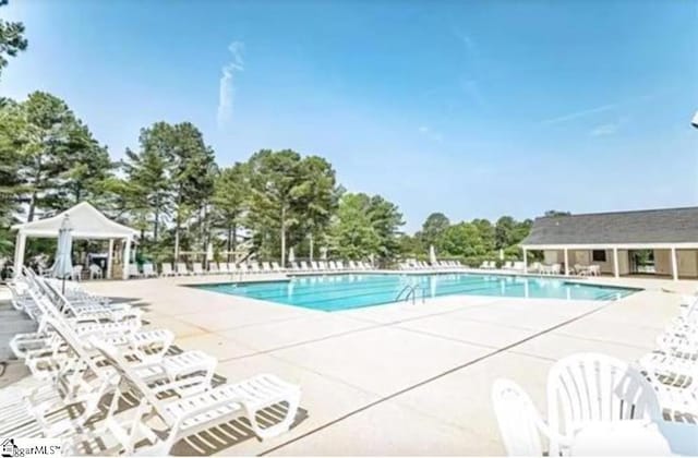 view of pool featuring a gazebo