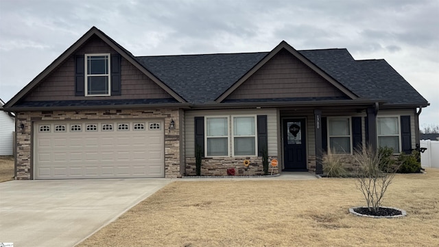 craftsman-style house with a front lawn