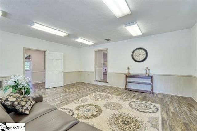 living room with hardwood / wood-style flooring