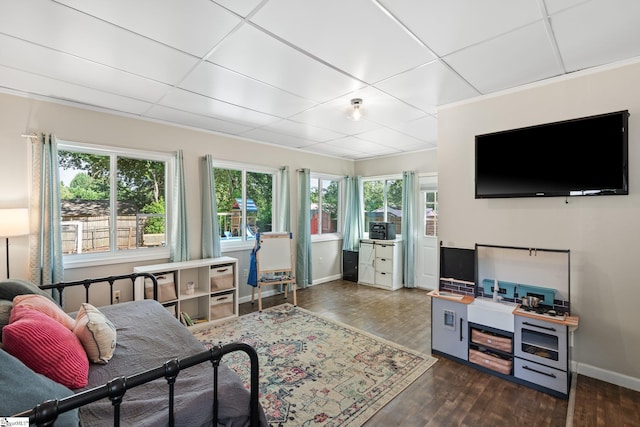 sunroom / solarium with a drop ceiling