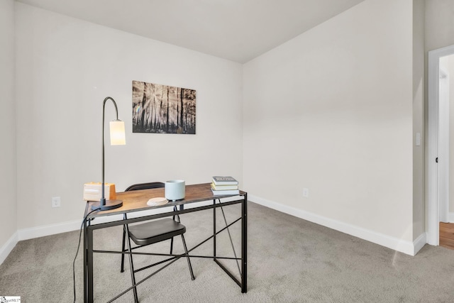 view of carpeted home office