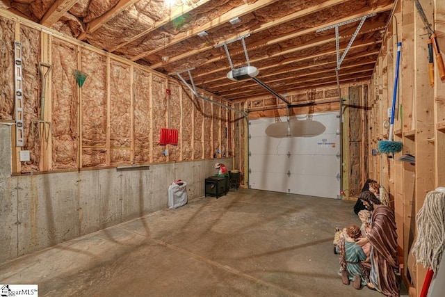 garage with a garage door opener