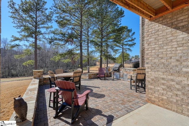 view of patio with an outdoor kitchen