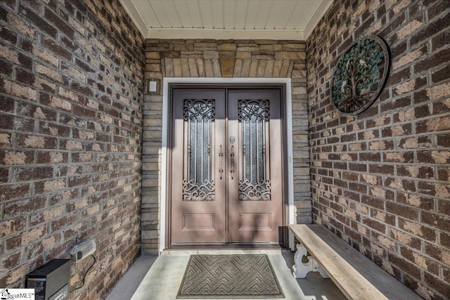 property entrance with french doors