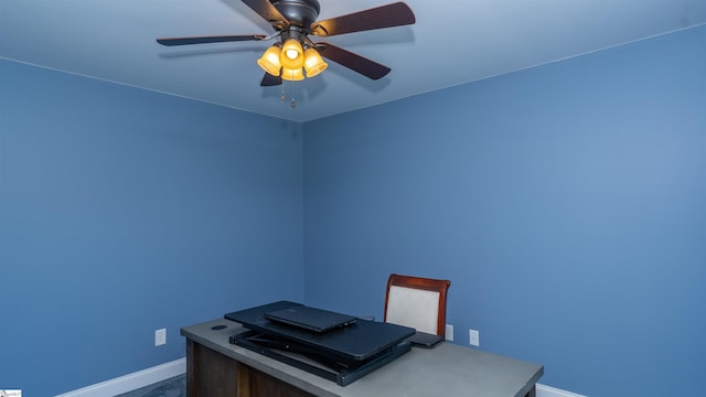 office featuring ceiling fan