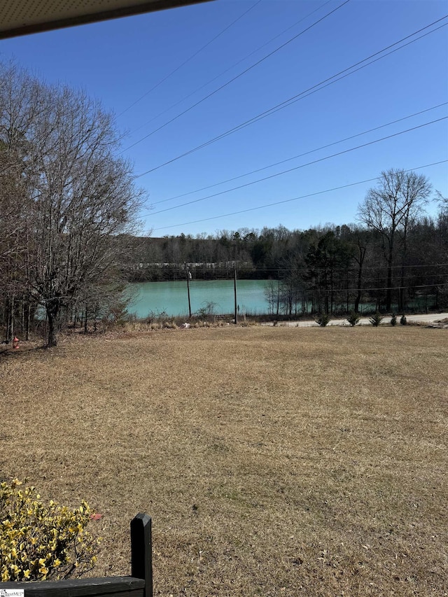 view of yard with a water view