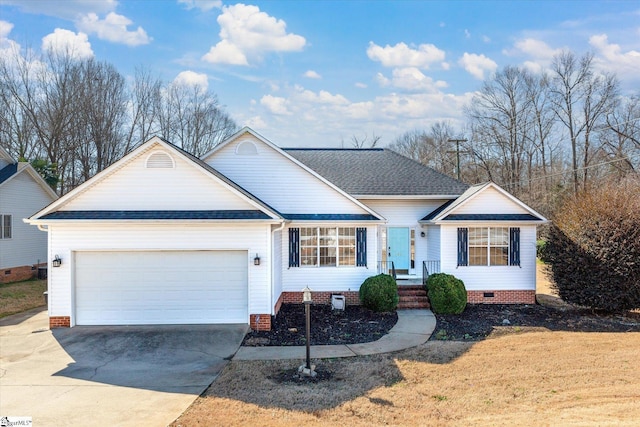 single story home with a garage