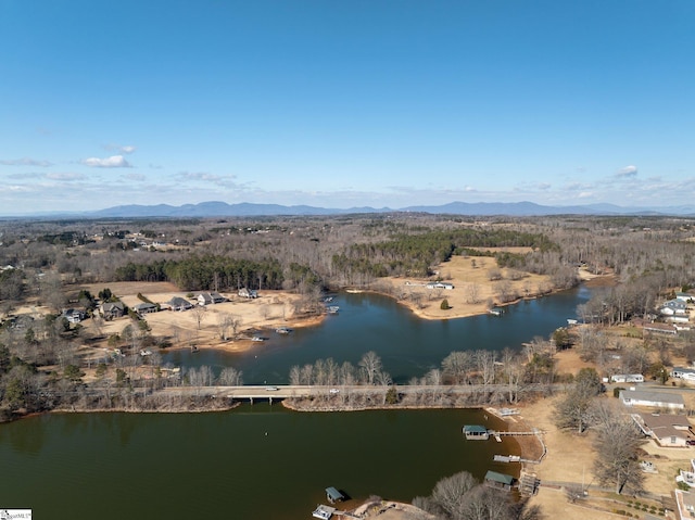 aerial view with a water and mountain view