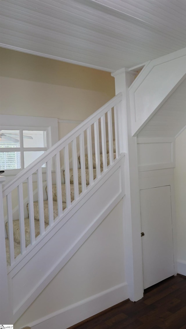 stairs with hardwood / wood-style floors