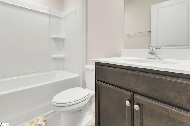 full bathroom featuring vanity, toilet, and shower / bath combination