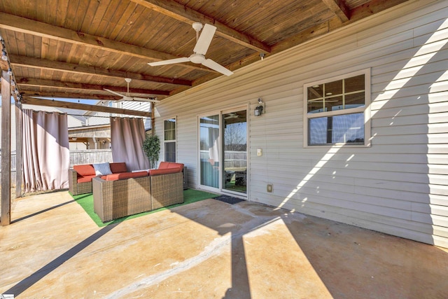 view of patio / terrace featuring outdoor lounge area and ceiling fan