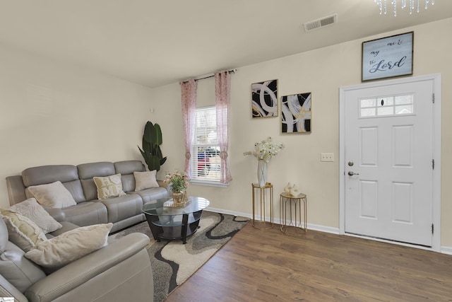 living room with wood-type flooring