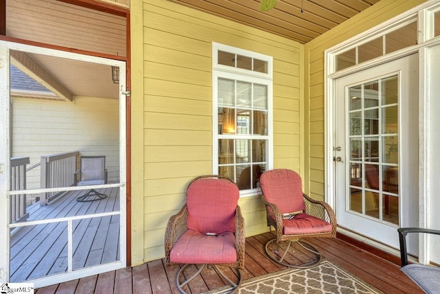 deck featuring covered porch