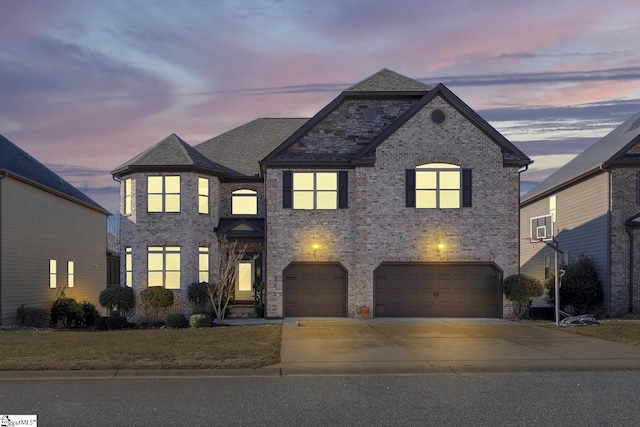 view of front of house with a garage