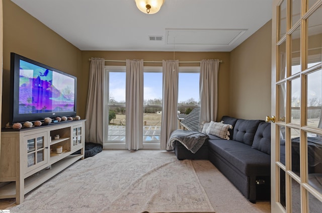 living room featuring carpet flooring