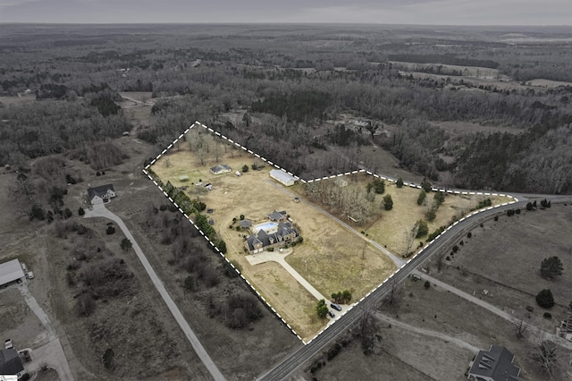 aerial view featuring a rural view