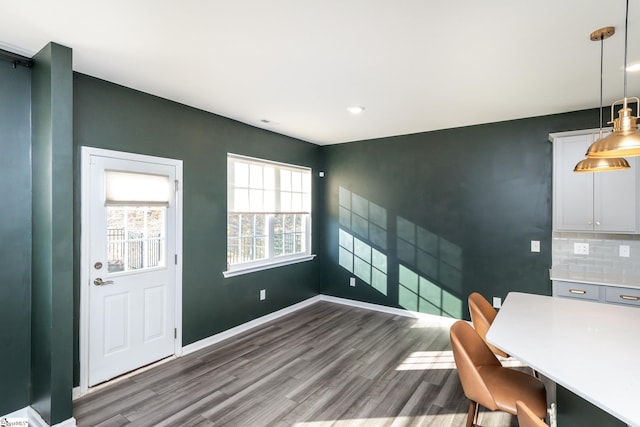 dining room with wood-type flooring