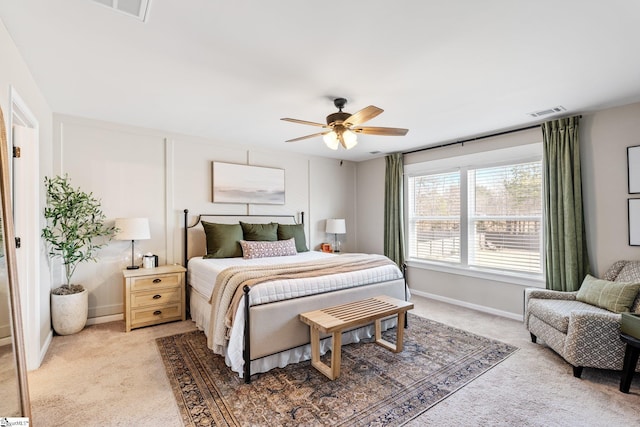 bedroom with carpet floors and ceiling fan