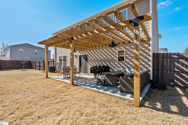 view of patio / terrace featuring cooling unit and a pergola