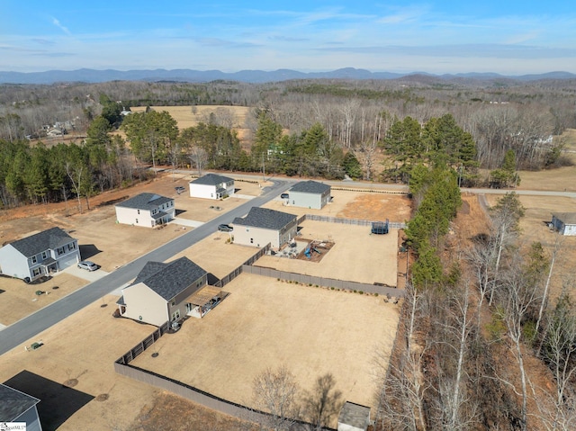 bird's eye view with a mountain view