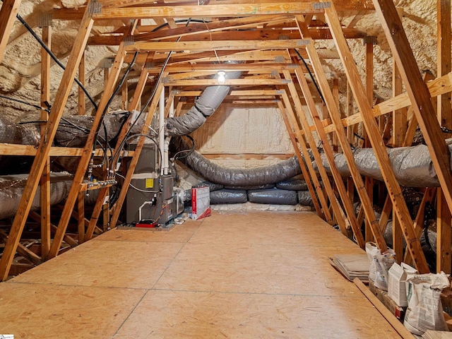 view of unfinished attic