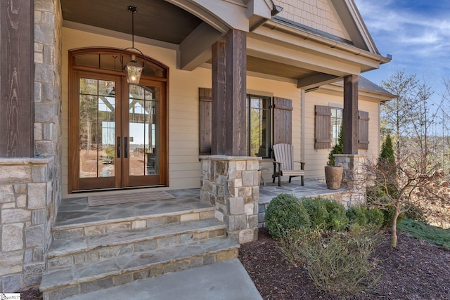 entrance to property featuring french doors