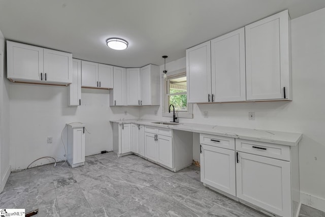 kitchen with white cabinets