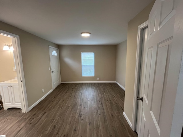 interior space with dark hardwood / wood-style floors