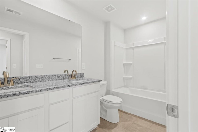 full bath featuring double vanity, a sink, and visible vents