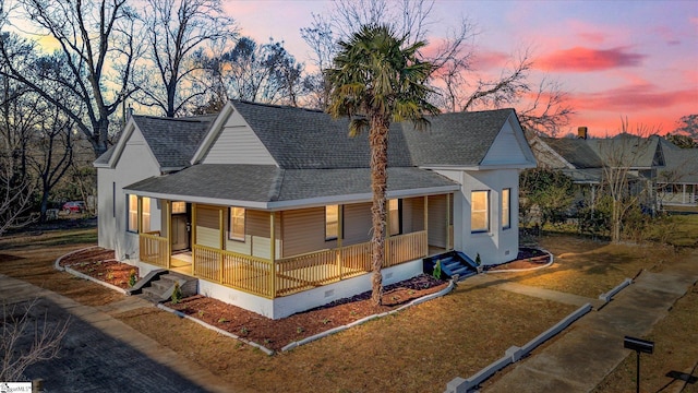 view of front facade featuring covered porch