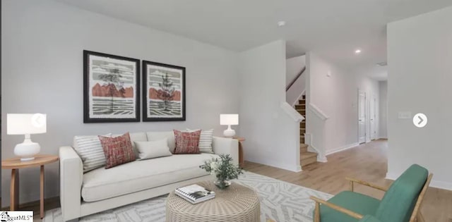 living room with light wood-type flooring