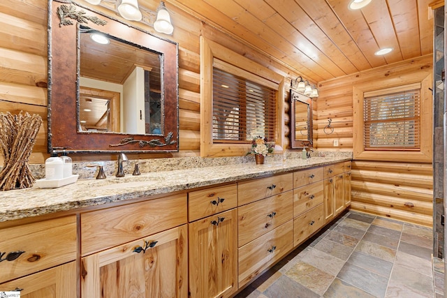 bathroom featuring vanity and wooden ceiling