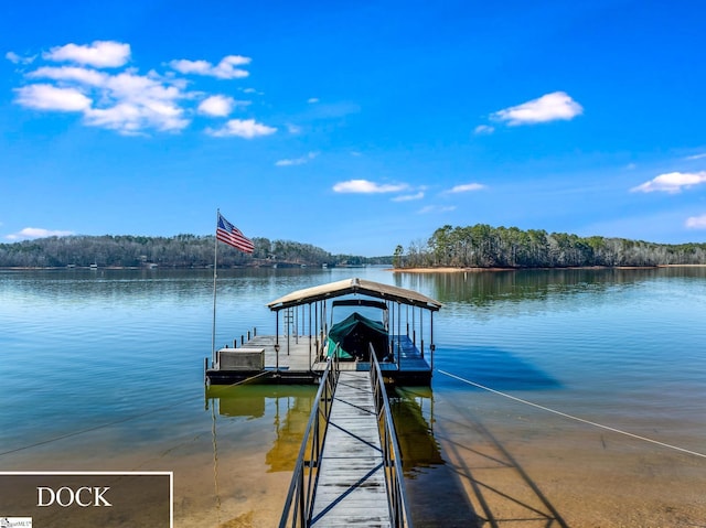 dock area featuring a water view