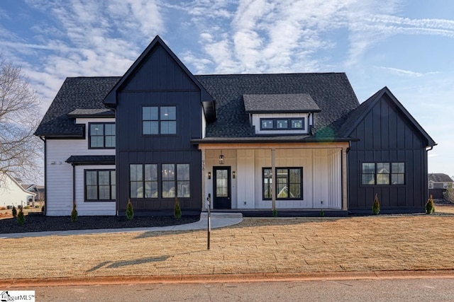 modern farmhouse featuring a porch