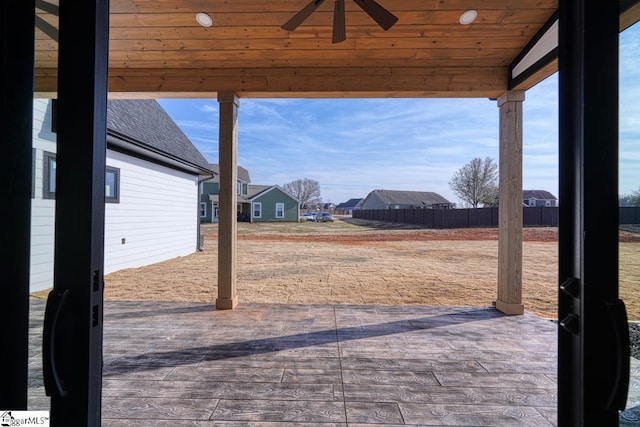 view of patio / terrace with ceiling fan