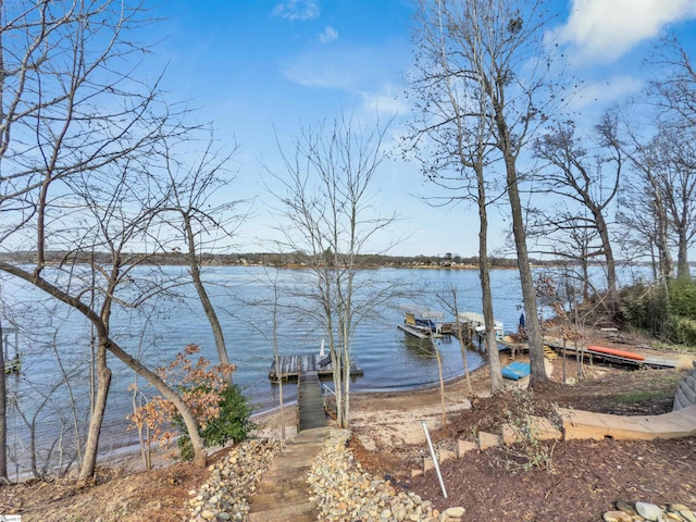 dock area featuring a water view