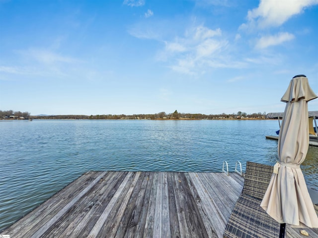 view of dock featuring a water view